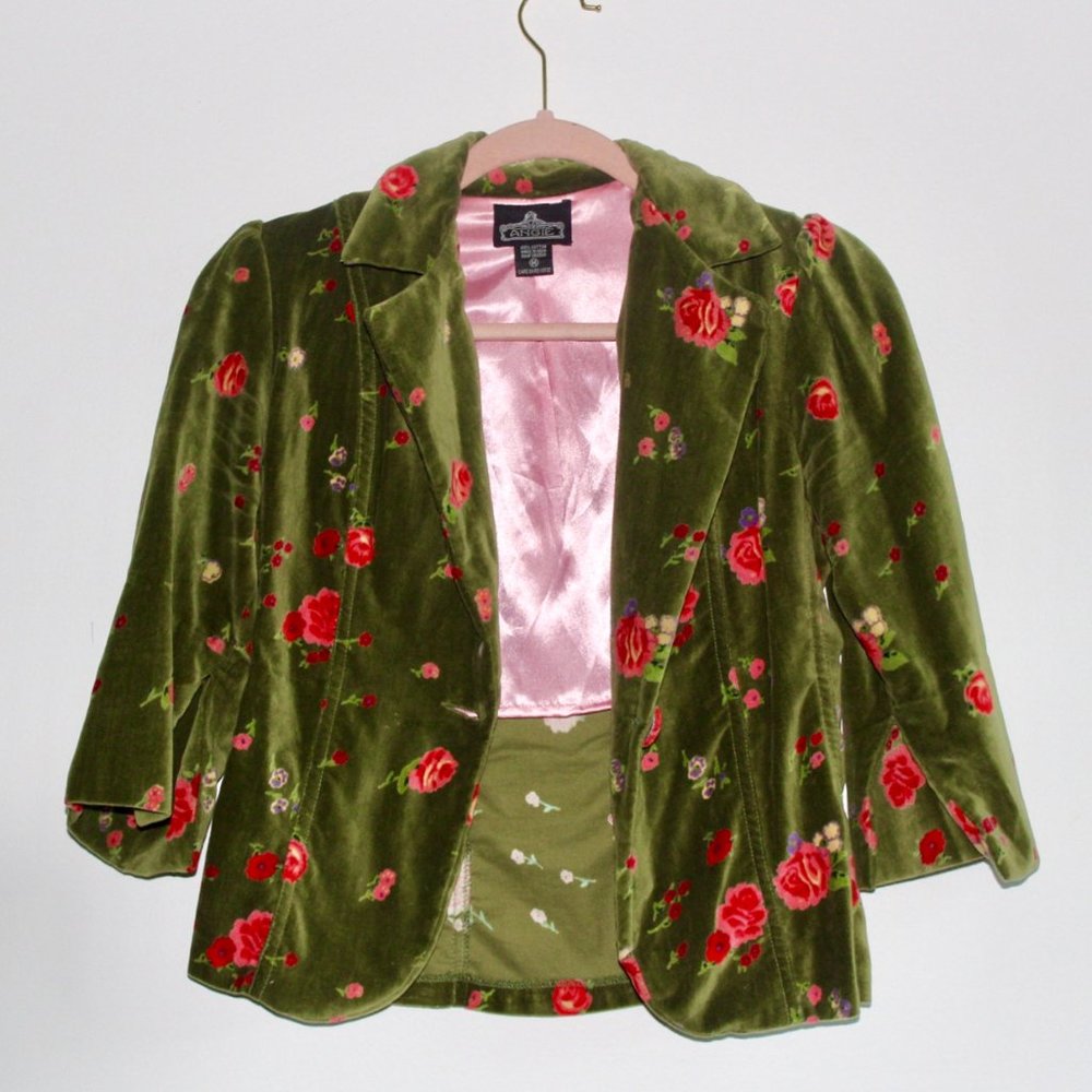 Vintage Floral Velour Blazer